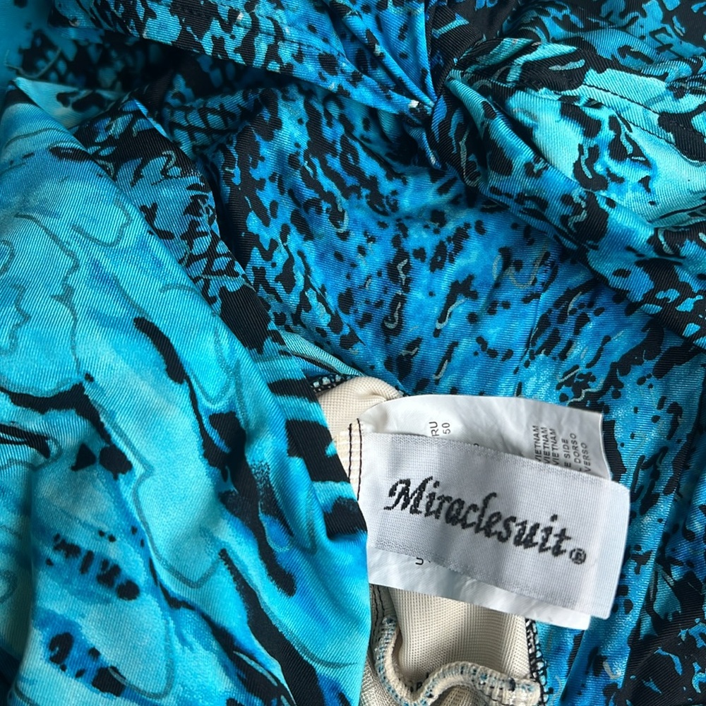 Miraclesuit Love Knot Tankini Swimsuit Top Blue‎ Women’s Size 14